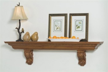 Ardmore Mantel Shelf, available in Oak or Paint Grade.  Egg and dart molding and acanthus leaf corbel brackets