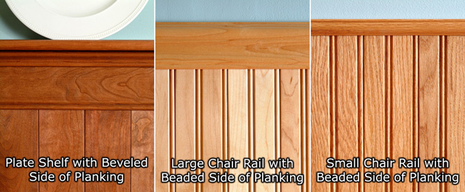 Choose from our plate shelf, large or small chair rail