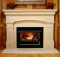 Arched sandstone mantel, with adjustable facing panels