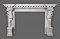 Hercules, son of Zeus in Greek mythology, is depicted in the stanchions of this Greco-Roman Marble Mantel in White Limestone