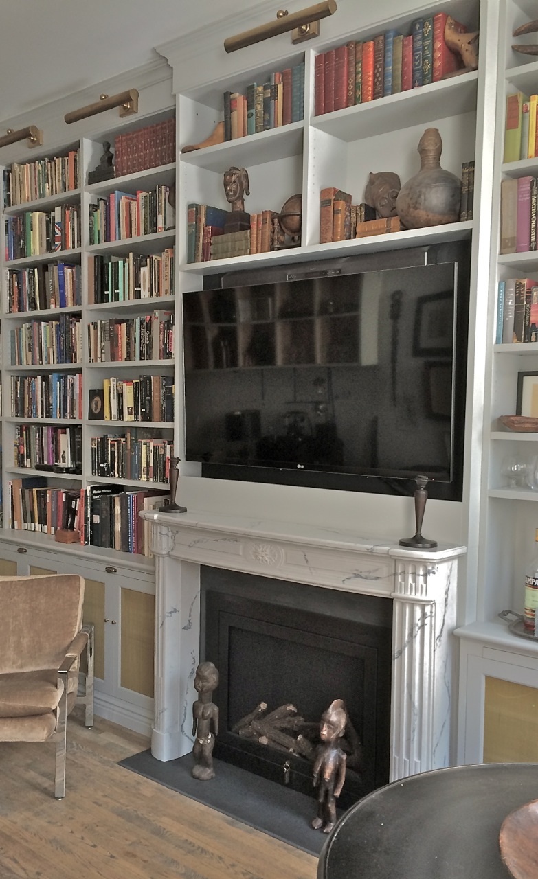 The Sophie is smart in this Manhattan Library White Marble Mantel in Cararra