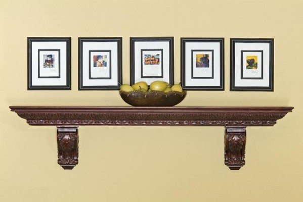 The lovely Acanthus mantel shelf is hand-carved and customizable