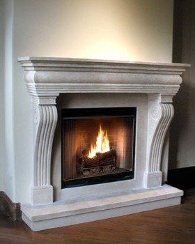 Traditional Stone Mantel, optional 5" raised hearth