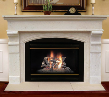 Classic to transitional styling in this beautiful stone mantel