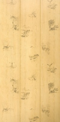 Full 4 x 8 Sheet of Hunter's Woods Rustic Paneling - grooves every 16" and random outdoor scenes