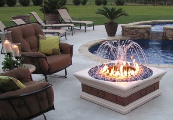 The Philharmony square Fire Pit and Water Fountain with light kit ...