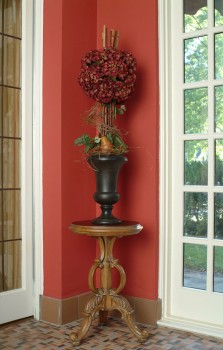 Brick Red Hydrangea Topiary Urn