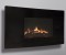 The Celsi Curve Electric Fireplace with smoldering flame setting illustrated.  Blazing flame and burning embers setting is also available for your viewing pleasure.