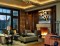A contemporary and modern stone mantel, in one