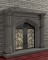 Gothic Stone Fireplace Mantel with a tudor style arch.  Note the iron doors are not included