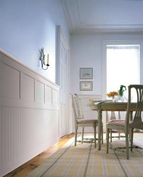 Classic Cottage combines two popular styles of wainscoting in a two-tiered system: Beadboard and Raised Panel