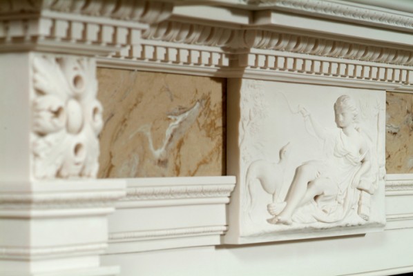 George III styling in this Reproduction Antique Marble Mantel