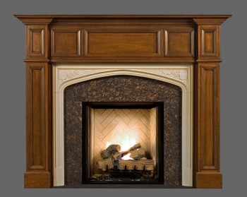 Beautiful eye-catching details. The fireplace is shown here with a Tan Brown Granite Facing Kit.