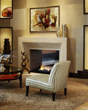 The Metri Stone fireplace mantel