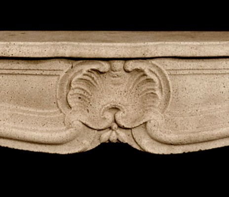 A delicate acanthus leaf and shell design mark the center of this Country French Marble Mantel