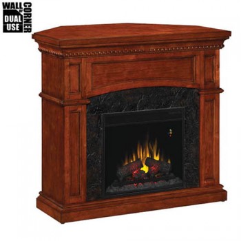 The Nantucket is an 18" Electric Fireplace and includes a cherry cabinet mantel that fits into a corner or backs up to a wall.  Slate look surround facing and premium finishes.  Multi-function remote control included.