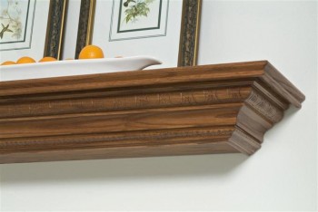 Molding underneath top shelf and bottom of mantel shelf.