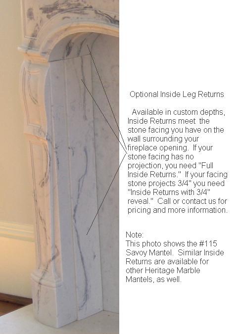 3/4" Inside Leg Return | Savoy #115 Marble Mantel