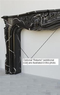 The Orleans Black Marble Mantel | 0" Return Depth Option