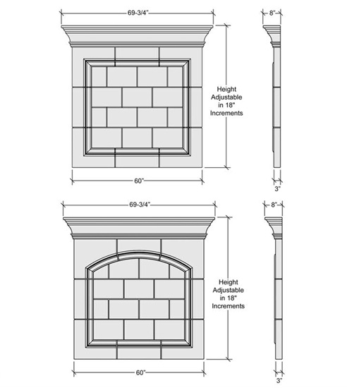 Stone Overmantel Dimension Diagram