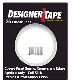 Seam Tape to professionally finish all Seams, Corners and Edges of our Designer Wall Paneling.  Available for Leather, Mossy Oak, Bamboo, Ivory Elements and our Robelia Stripe patterns.