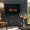 The popularly priced 38" wall mounted electric fireplace has a Crystal Black facing as standard equipment, or you may order it with optional natural stone Facing Frames to customize your room.