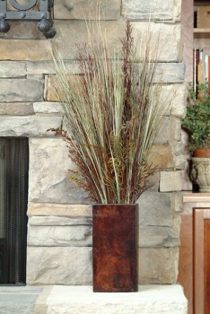 Wild Grasses & Herbs in Leather Urn