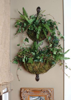 Fern, Ivy & twigs in wall piece