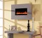 For a decorator touch, select the gray limestone facing for the electric fireplace, show in this image.
