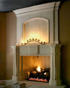 Arched recessed overmantel