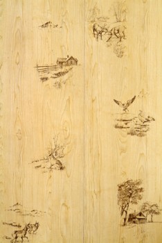 Hunter's Woods Deer and Duck Paneling - closeup