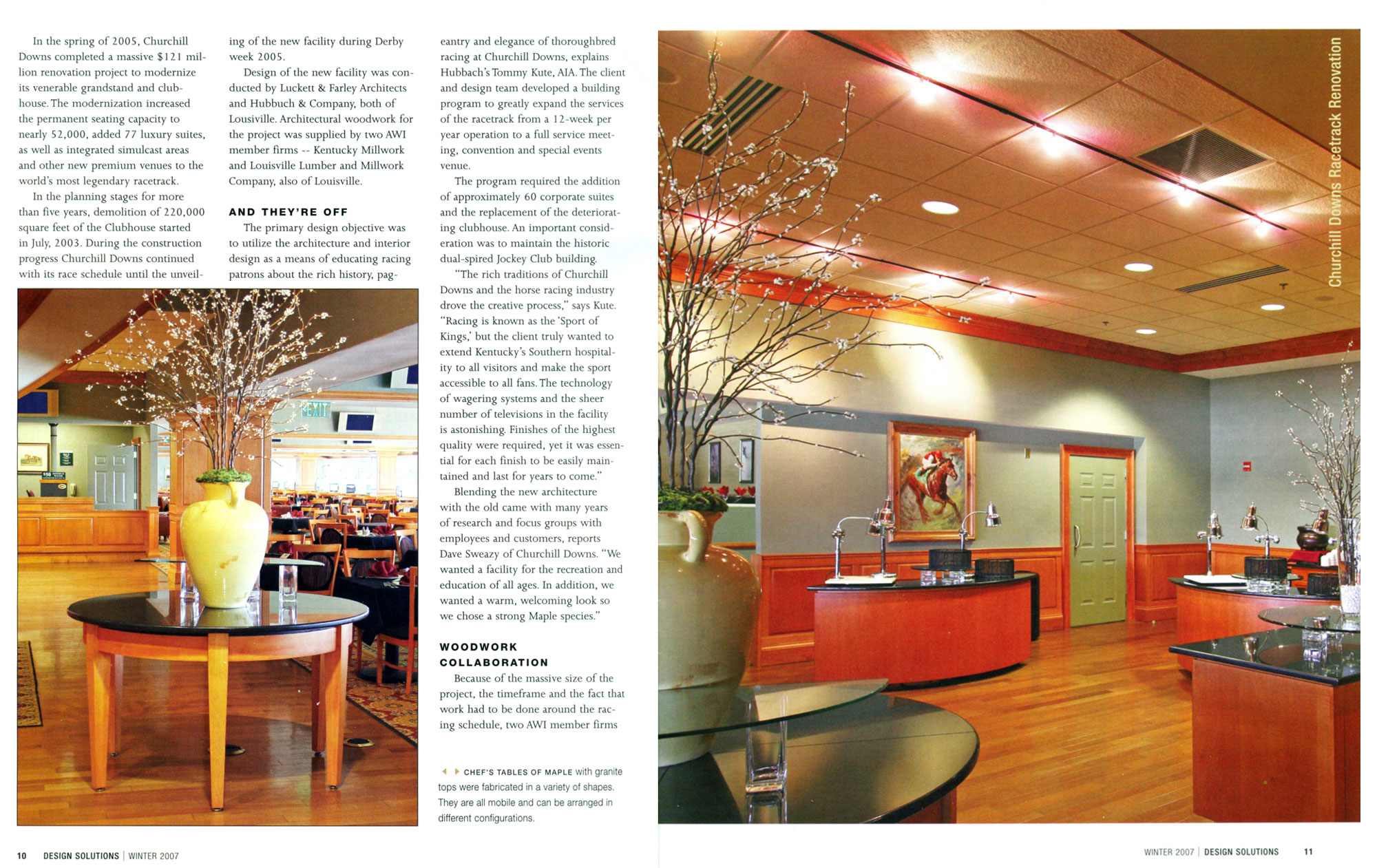 Pictures of wainscoting used in the Churchill Downs magazine