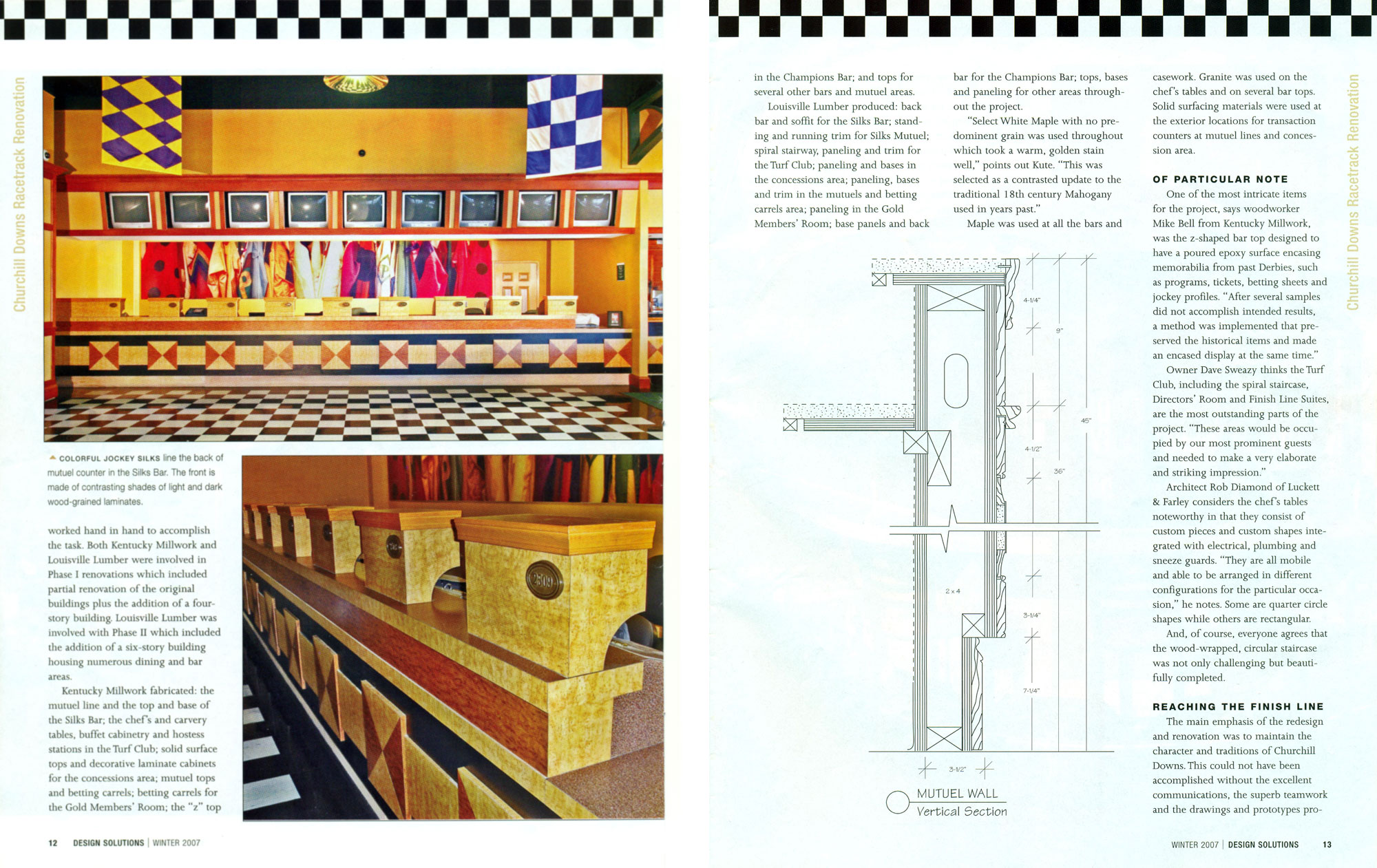 Pictures of wainscoting used in the Churchill Downs magazine