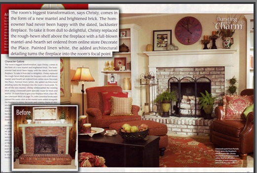 Decorating Ideas magazine featuring the Monticello Wood Mantel