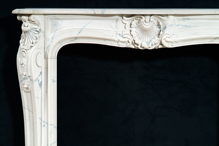 Fine craftsmanship is apparent on each marble mantel