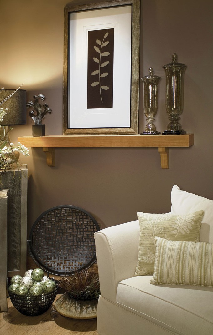 Bellemy Mantel Shelf - Contemporary Living Room Bellemy Mantel Shelf - Cherry