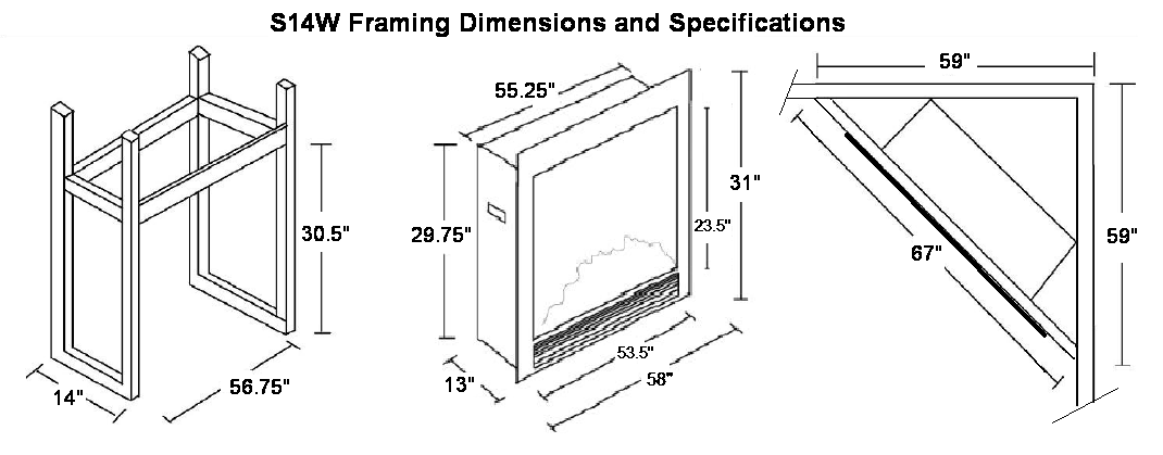 S14W Electric Insert | Click to enlarge s14w electric fireplace insert specifications